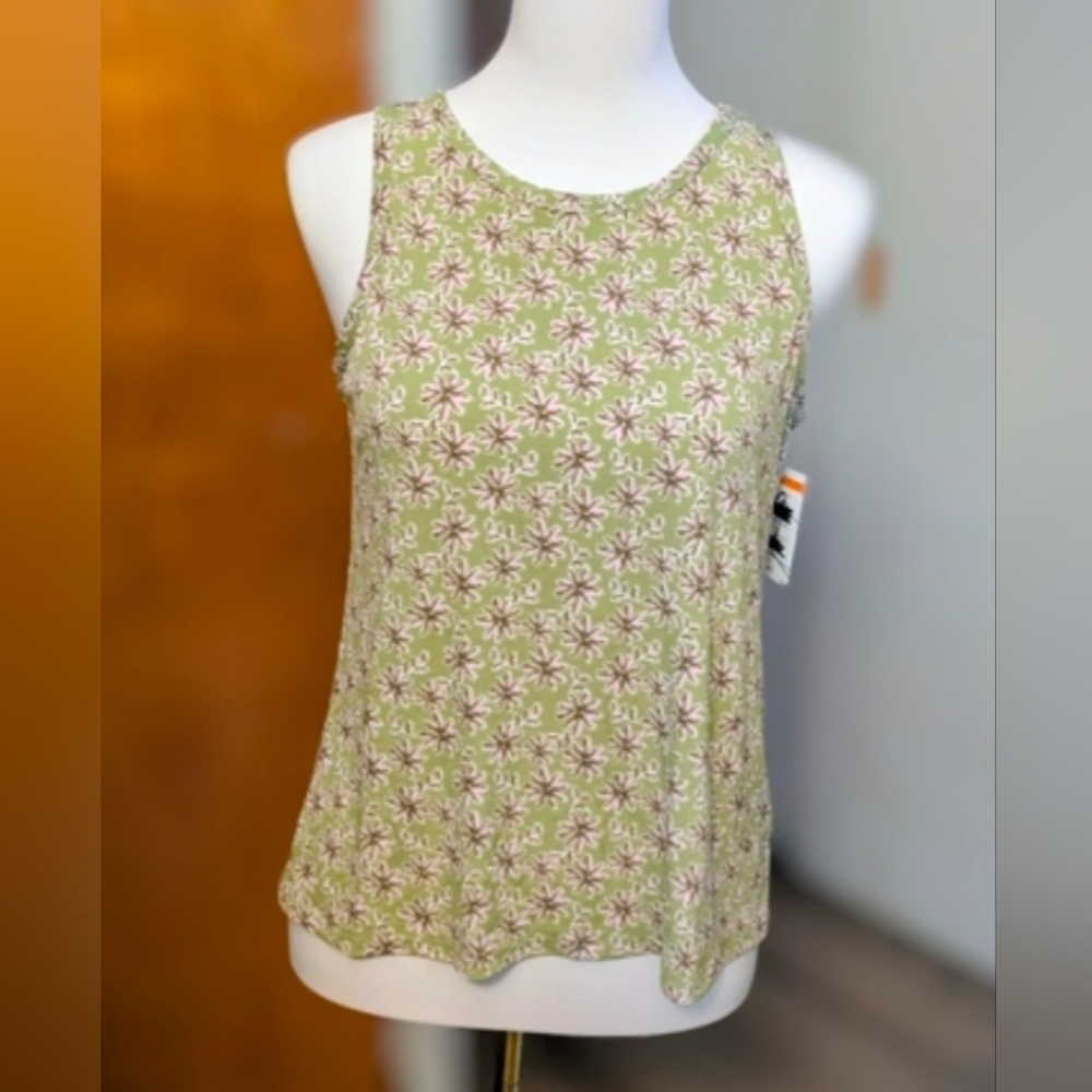 Vince Camuto Olive Floral Tank Top